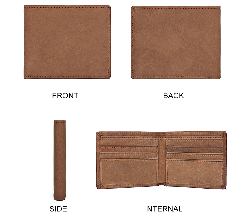 RFID Vintage Crazy Horse Leather Slim Men's Wallet