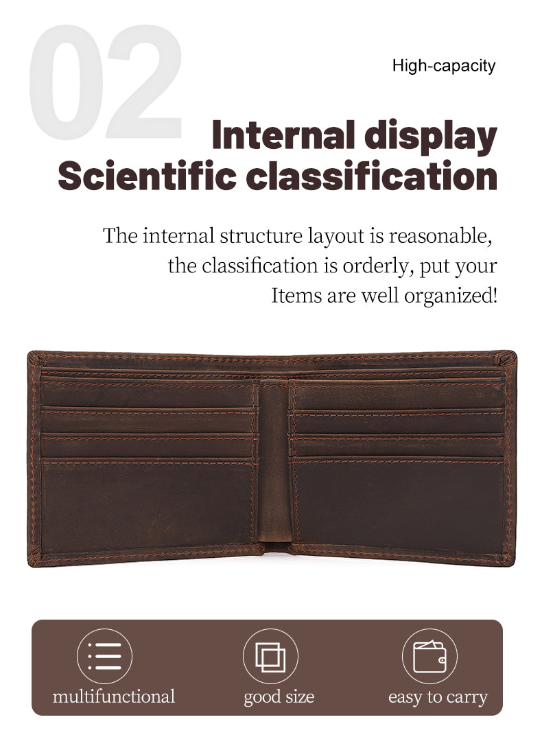 RFID Vintage Crazy Horse Leather Slim Men's Wallet