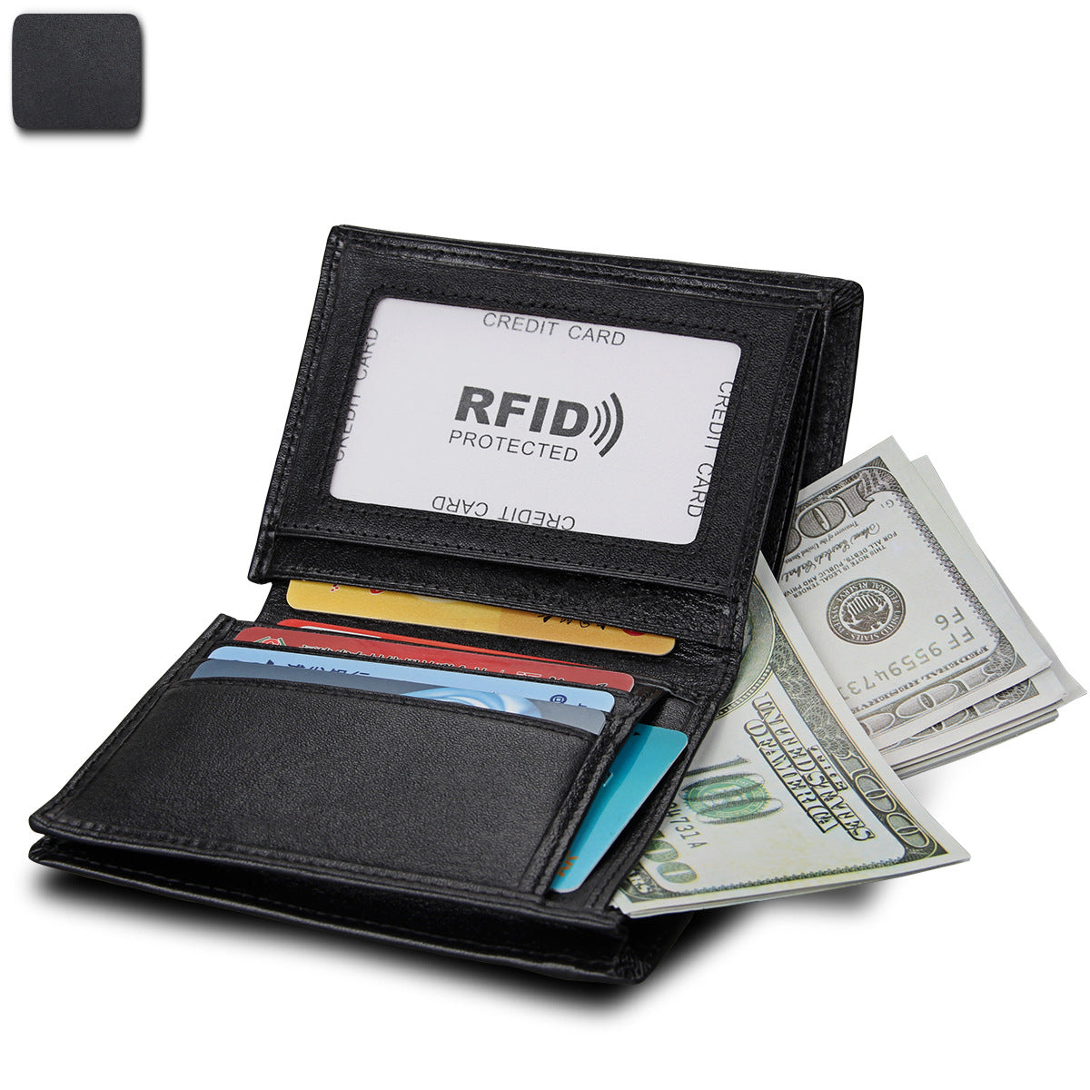 Hot Selling Export New Anti-Theft Rfid Men's Wallet Genuine Leather Wallet Crazy Horse Leather Short Casual Wallet