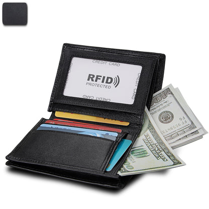 Hot Selling Export New Anti-Theft Rfid Men's Wallet Genuine Leather Wallet Crazy Horse Leather Short Casual Wallet