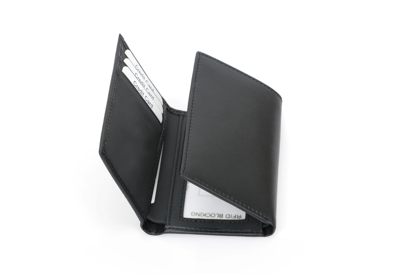 Men's RFID Leather Trifold Wallet - Black Top-Grain Genuine Leather