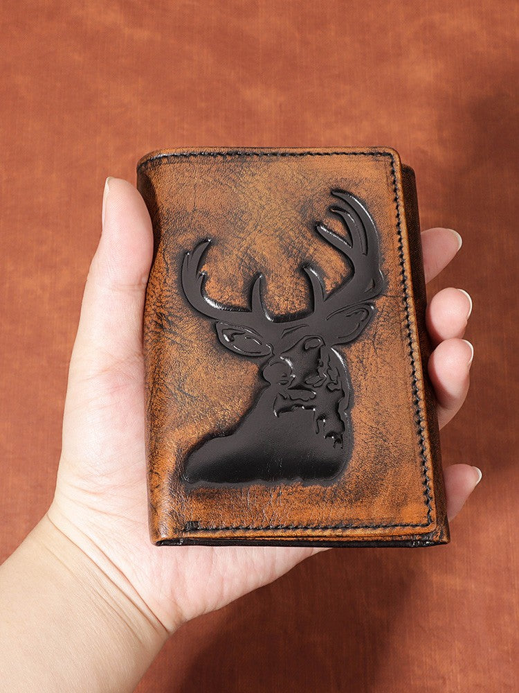 Deer Classic Genuine Leather RFID Trifold Wallet-Nothing is Impossible