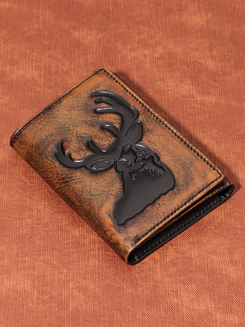 Deer Classic Genuine Leather RFID Trifold Wallet-Nothing is Impossible