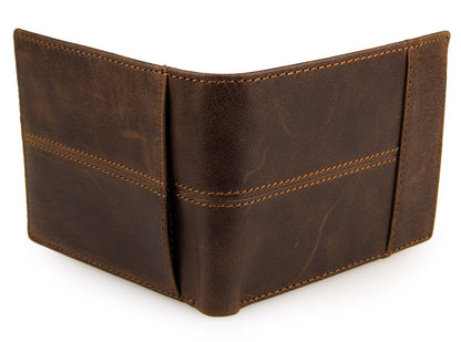 Slim Lightweight Retro Bifold Leather Wallet for Men | RFID