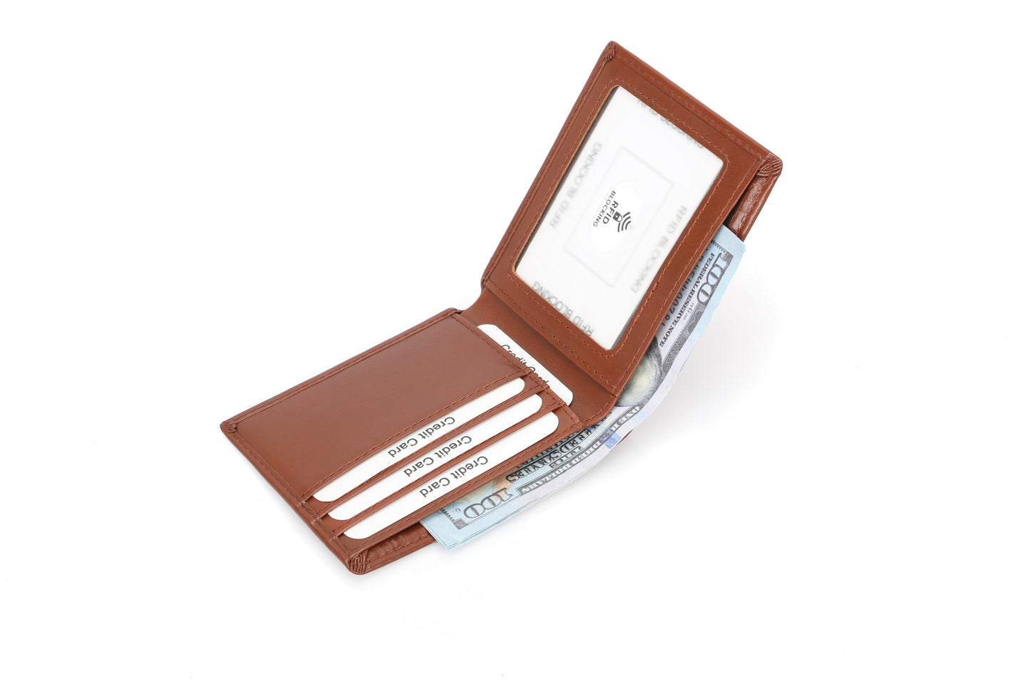 RFID-Blocking Bifold Wallet - Brown Oil Wax Leather