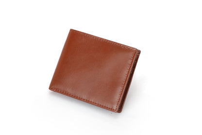 RFID-Blocking Bifold Wallet - Brown Oil Wax Leather