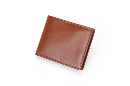 RFID-Blocking Bifold Wallet - Brown Oil Wax Leather