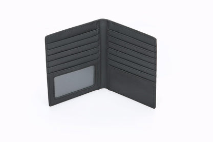 RFID Blocking Large Capacity Leather Card Holder - Black, Multiple Slots