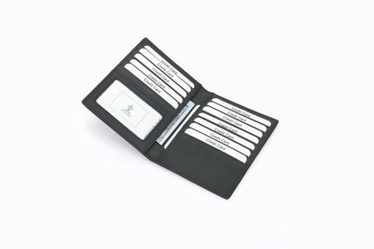 RFID Blocking Large Capacity Leather Card Holder - Black, Multiple Slots