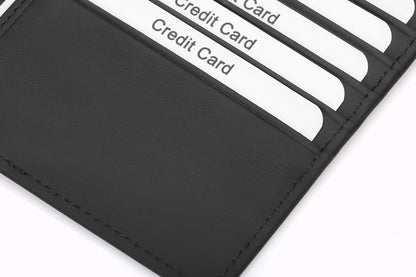 RFID Blocking Large Capacity Leather Card Holder - Black, Multiple Slots