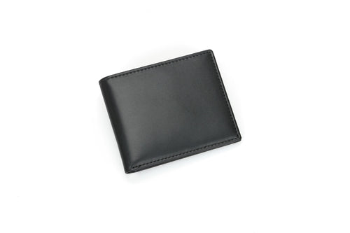 Men's RFID Leather Bifold Wallet - Black Top-Grain Genuine Leather