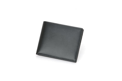 Men's RFID Leather Bifold Wallet - Black Top-Grain Genuine Leather