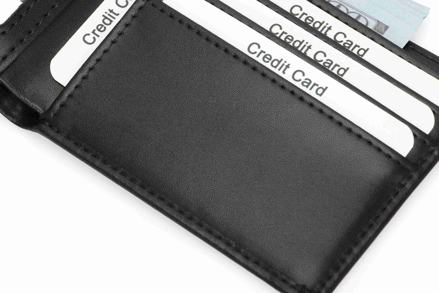 Men's RFID Leather Bifold Wallet - Black Top-Grain Genuine Leather