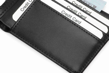 Men's RFID Leather Bifold Wallet - Black Top-Grain Genuine Leather