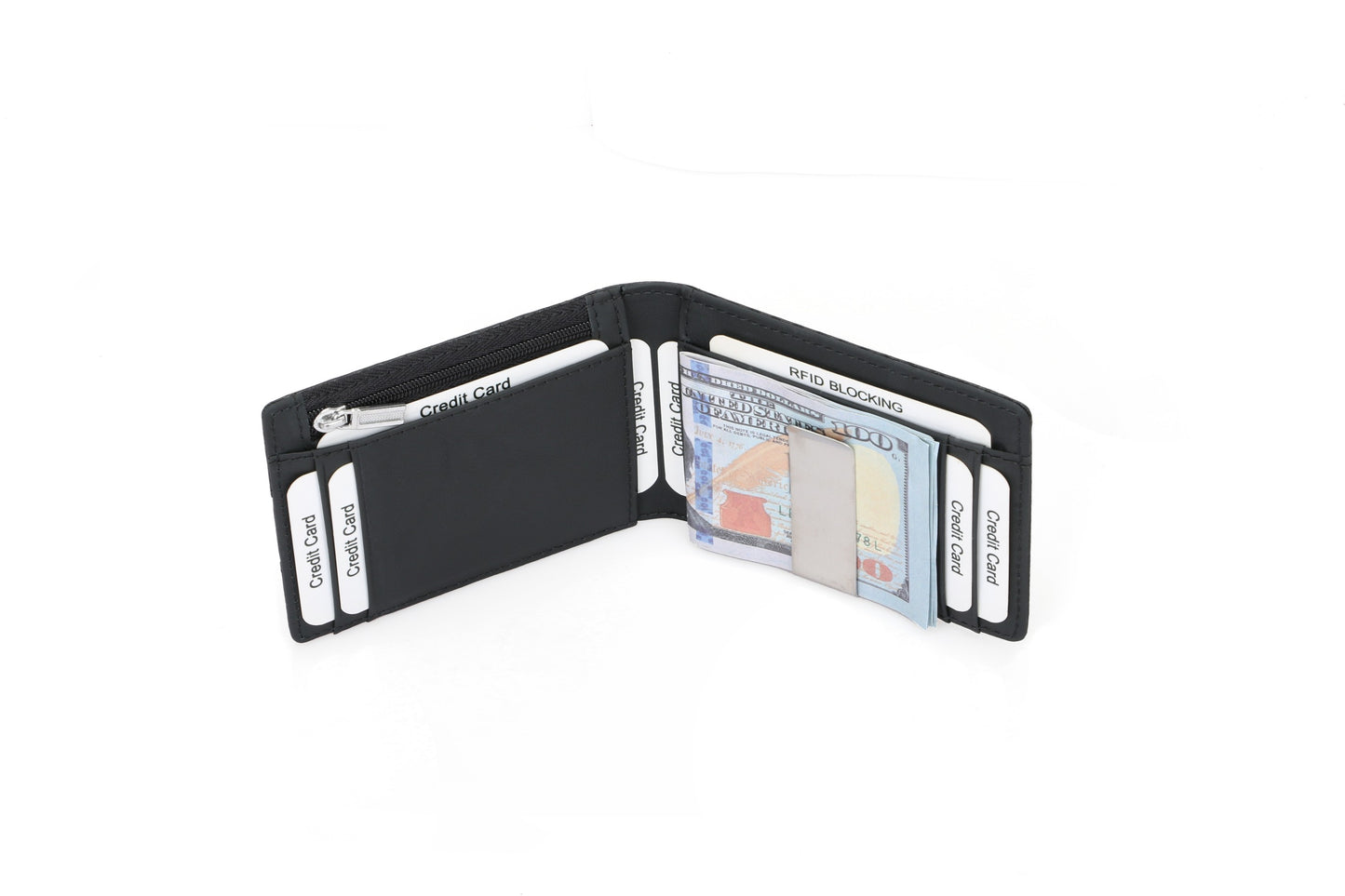 Men's RFID Multi-Functional Leather Wallet - Lightweight & Thin, Black