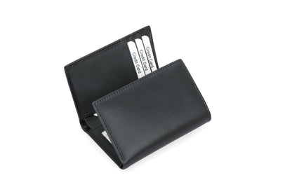 Men's RFID Leather Trifold Wallet - Black Top-Grain Genuine Leather