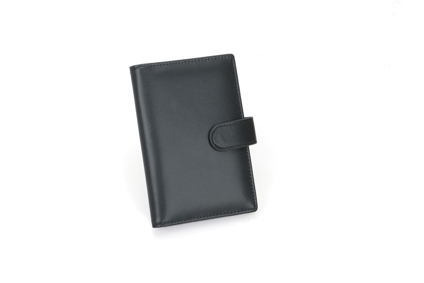 RFID Blocking Bifold Leather Passport Holder Wallet - Black, Magnetic Closure