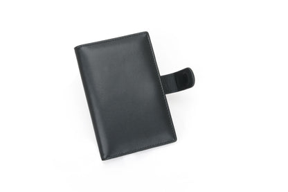 RFID Blocking Bifold Leather Passport Holder Wallet - Black, Magnetic Closure