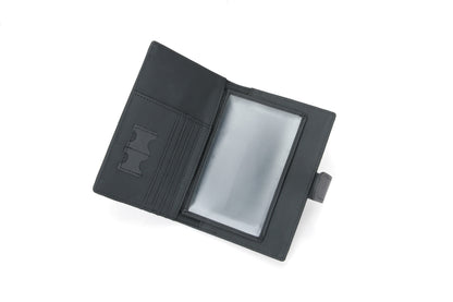 RFID Blocking Bifold Leather Passport Holder Wallet - Black, Magnetic Closure