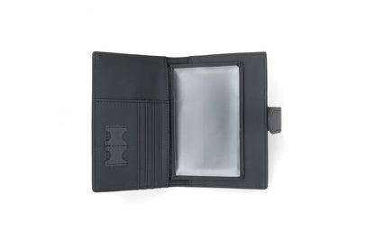 RFID Blocking Bifold Leather Passport Holder Wallet - Black, Magnetic Closure