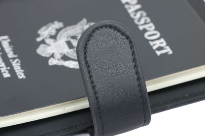 RFID Blocking Bifold Leather Passport Holder Wallet - Black, Magnetic Closure