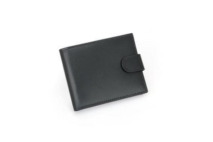 RFID Blocking Bifold Leather Wallet for Men - Black Genuine Leather