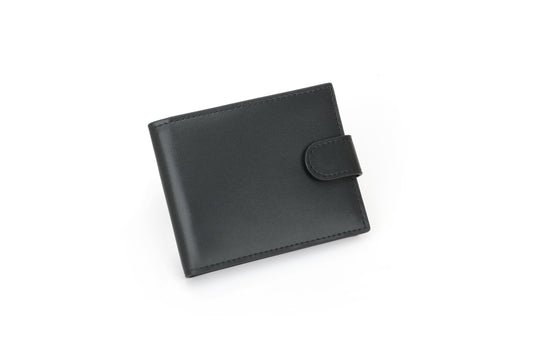 RFID Blocking Bifold Leather Wallet for Men - Black Genuine Leather