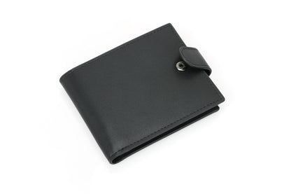 RFID Blocking Bifold Leather Wallet for Men - Black Genuine Leather
