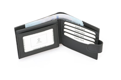 RFID Blocking Bifold Leather Wallet for Men - Black Genuine Leather