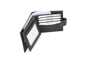 RFID Blocking Bifold Leather Wallet for Men - Black Genuine Leather