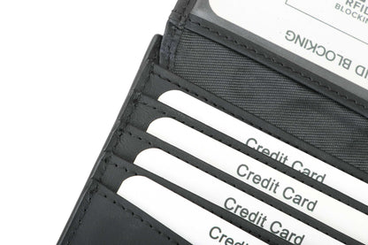 RFID Blocking Bifold Leather Wallet for Men - Black Genuine Leather