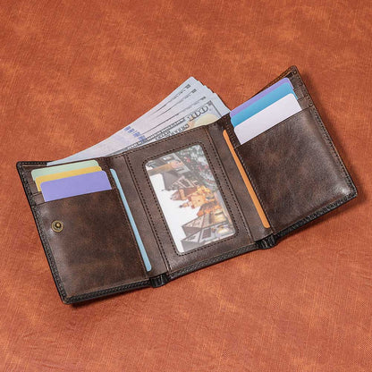 Deer Classic Genuine Leather RFID Trifold Wallet-Nothing is Impossible